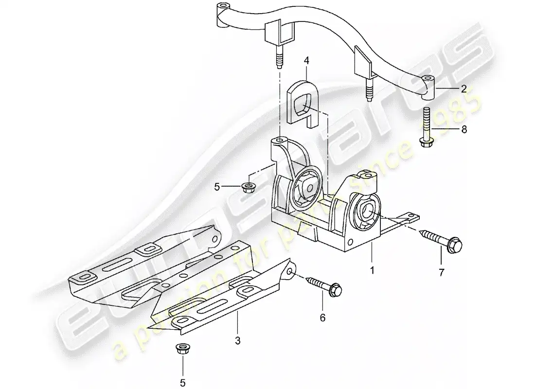 porsche 2002 (996 turbo / gt2) tiptronic - suspensión de transmisión - y - soporte - brida intermedia diagrama de piezas