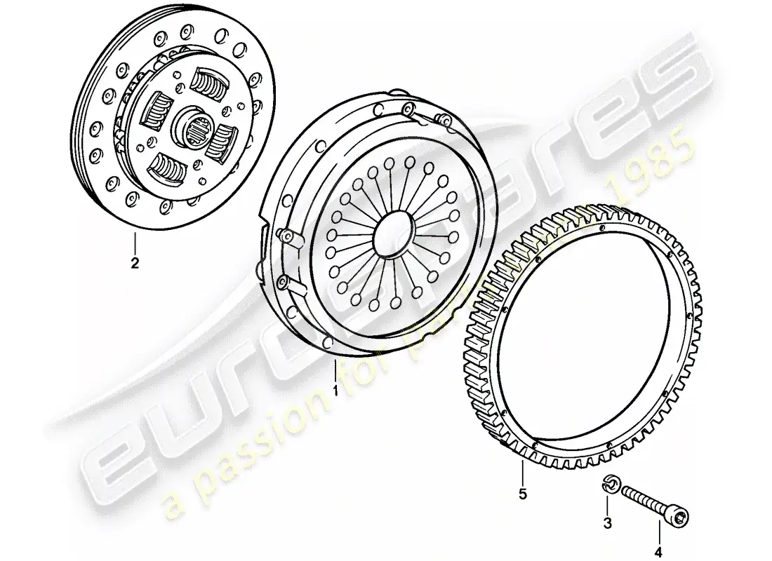 porsche 1985 (911) embrague diagrama de piezas