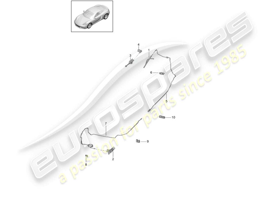 porsche 2024 (718 cayman) accionamiento del acoplamiento hidráulico cilindro maestro del embrague cilindro esclavo del embrague diagrama de piezas
