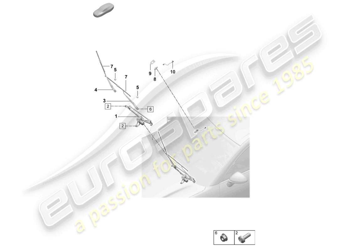 porsche 2025 (macan-e) sistema limpiaparabrisas, compl. diagrama de piezas del sensor de lluvia