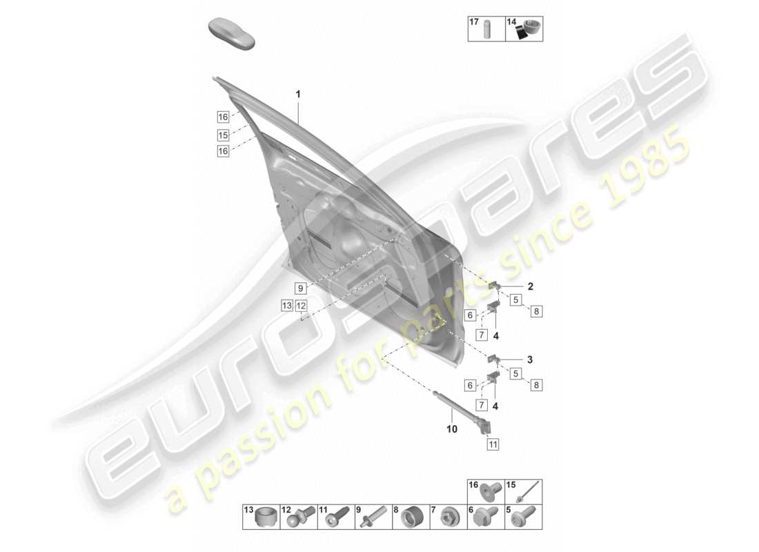 porsche 2022 (panamera 971-2) diagrama de piezas de accesorios de la carcasa de la puerta delantera