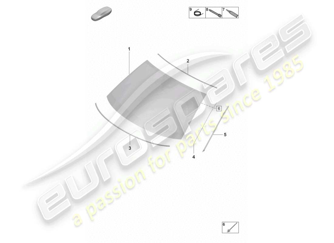 porsche 2022 (panamera 971-2) diagrama de piezas del parabrisas delantero de la pantalla frontal