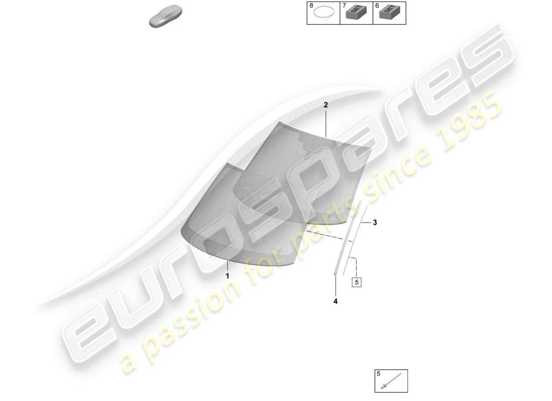 porsche 2025 (macan-e) parabrisas diagrama de piezas