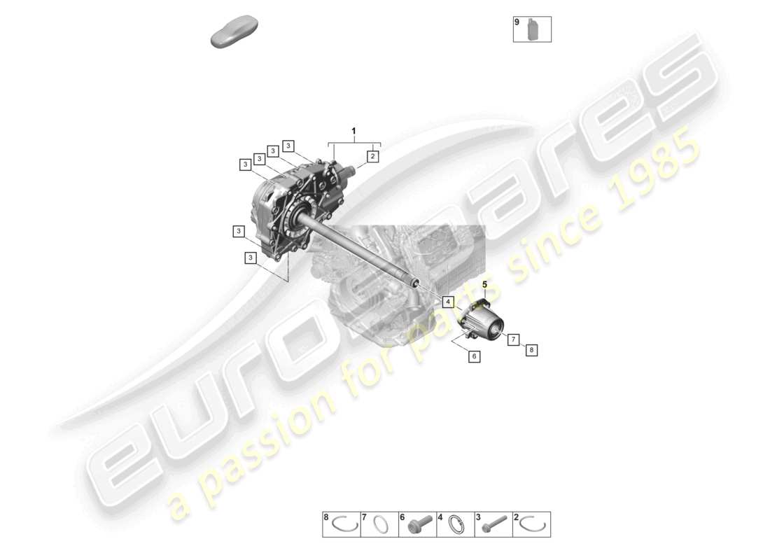 porsche 2022 (panamera 971-2) diferencial del eje delantero consola lista para instalación diagrama de piezas