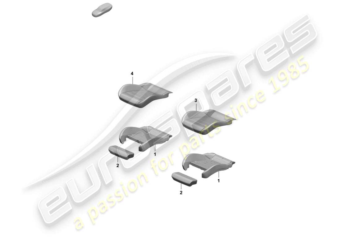 porsche 2025 (taycan 9j1-2) parte de espuma funda de asiento asiento confort diagrama de piezas