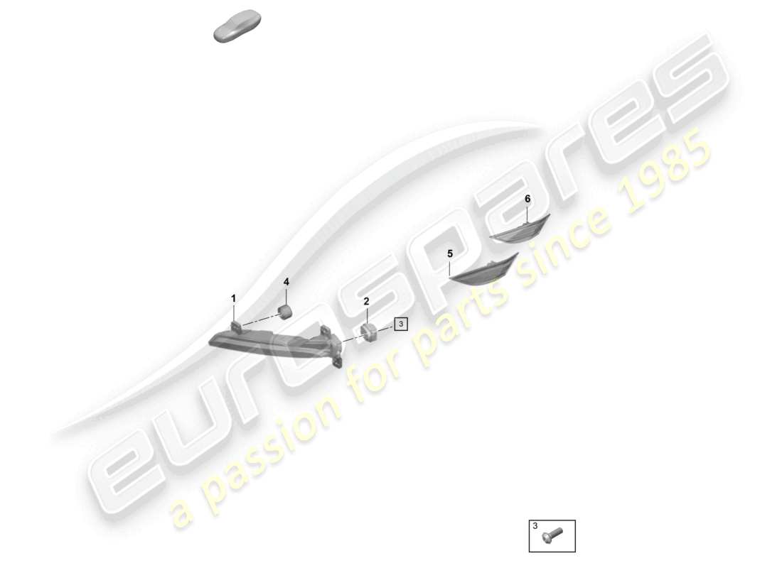 porsche 2021 (718 cayman gt4) diagrama de piezas de la luz de posición lateral del repetidor de señal de giro