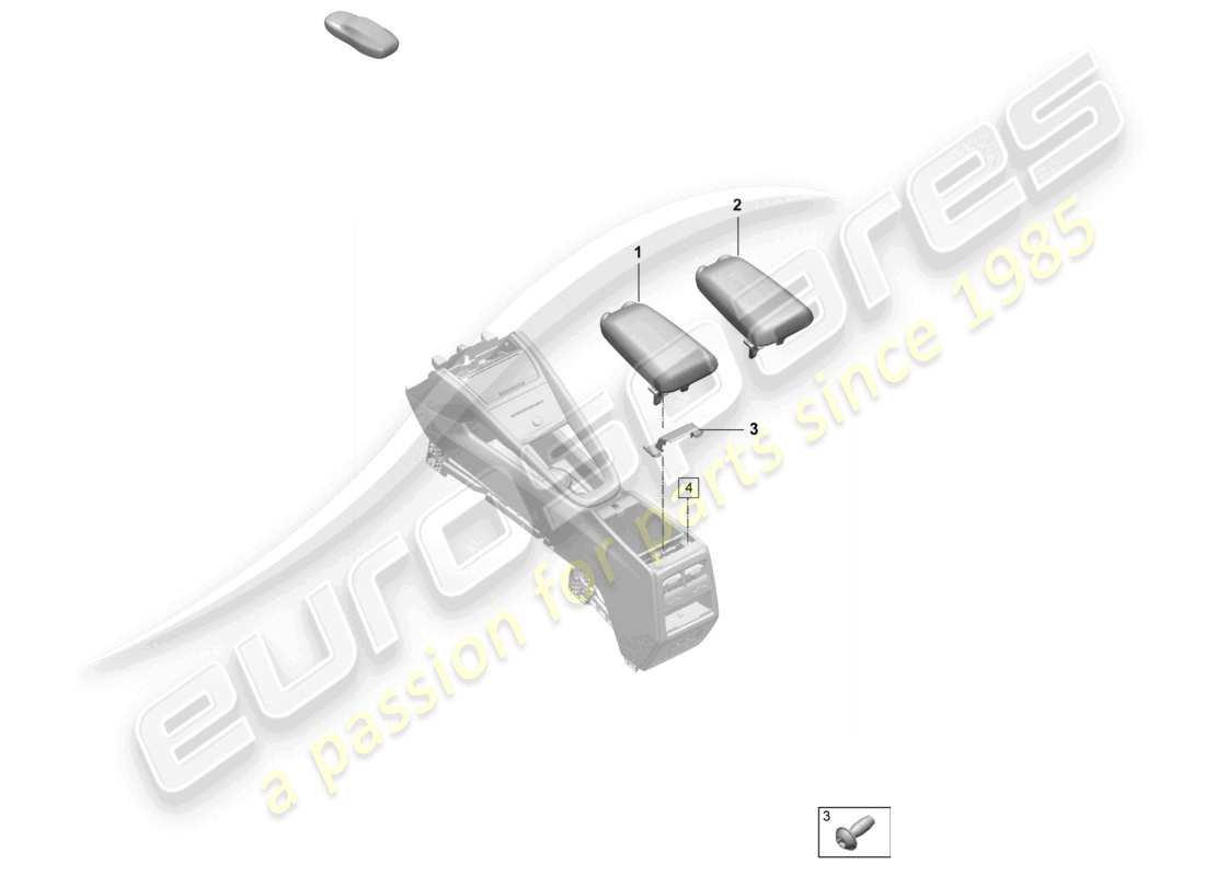 porsche 2025 (macan-e) diagrama de piezas de la inscripción del reposabrazos de la consola central