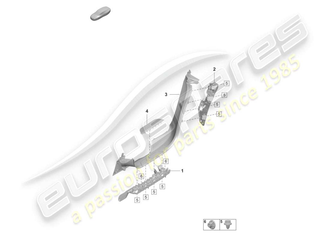 porsche 2020 (taycan 9j1-1) moldura de umbral de cubierta trasera diagrama de piezas