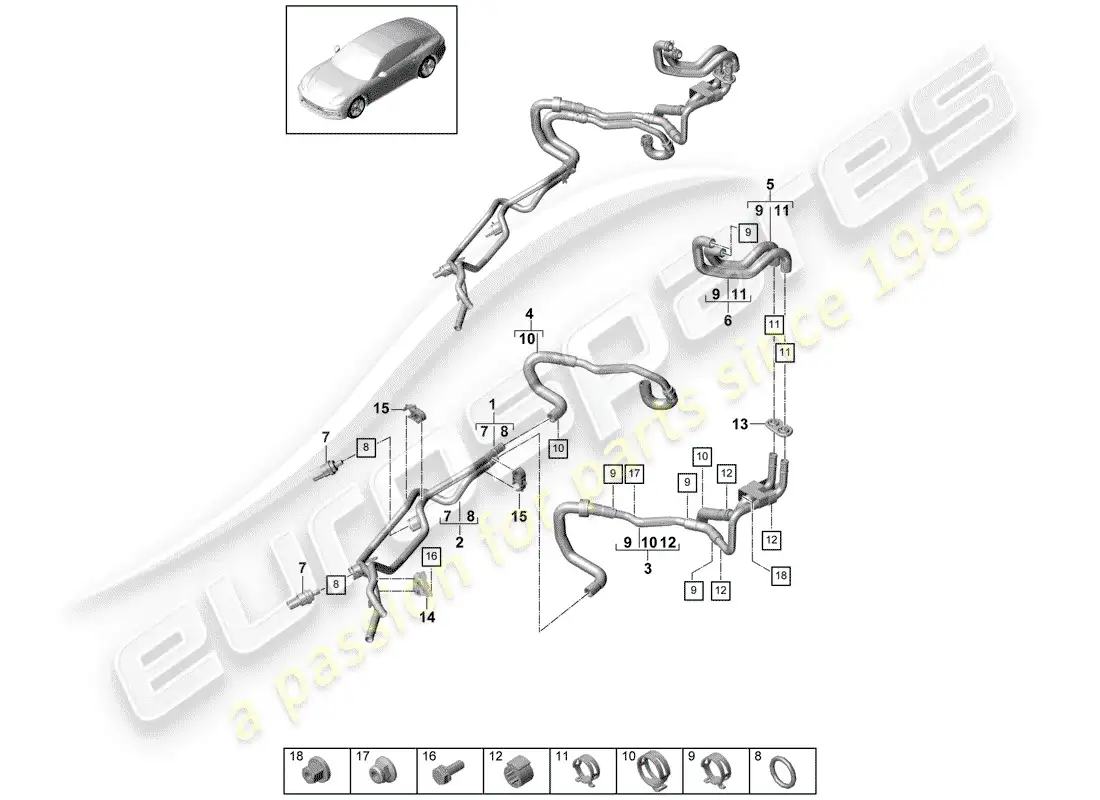 porsche 2020 (panamera 971-1) batería diagrama de piezas
