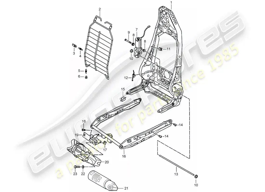 porsche 2001 (986 boxster) estructura - respaldo - estructura para asiento - asiento deportivo diagrama de piezas