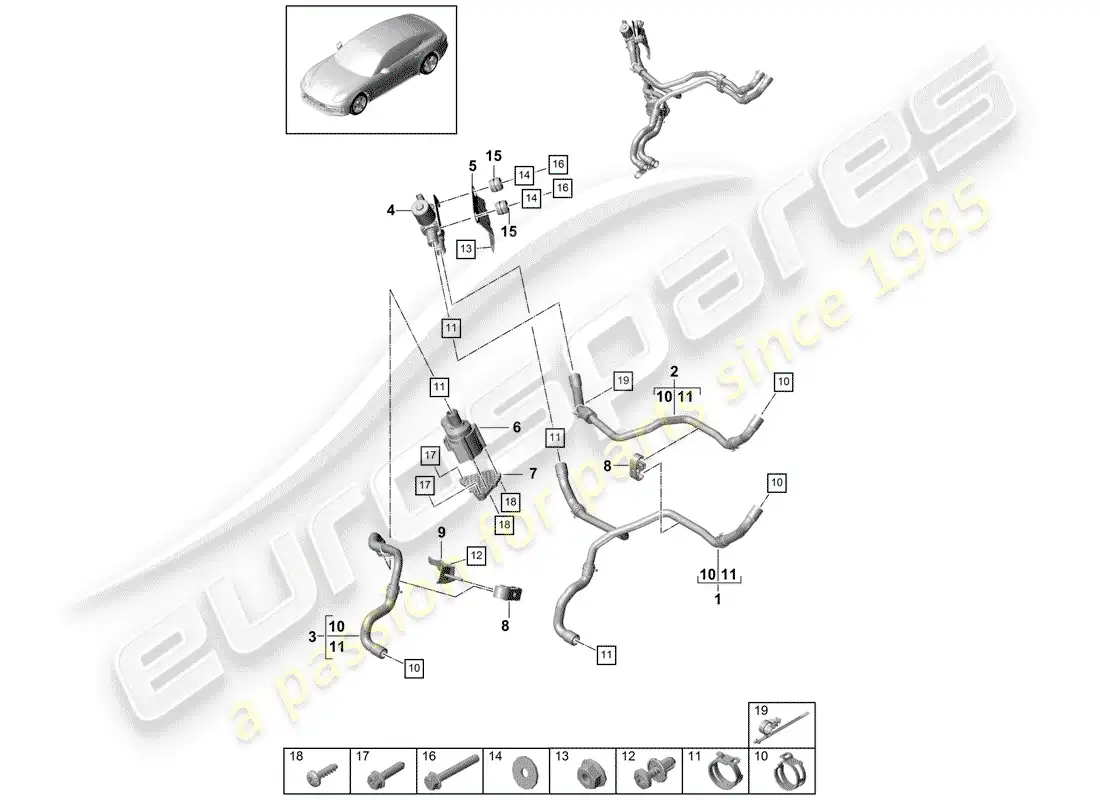 porsche 2020 (panamera 971-1) calentador diagrama de piezas