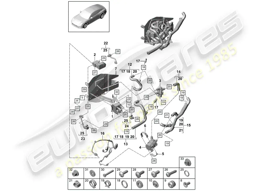 porsche 2020 (panamera 971-1) evaporador diagrama de piezas