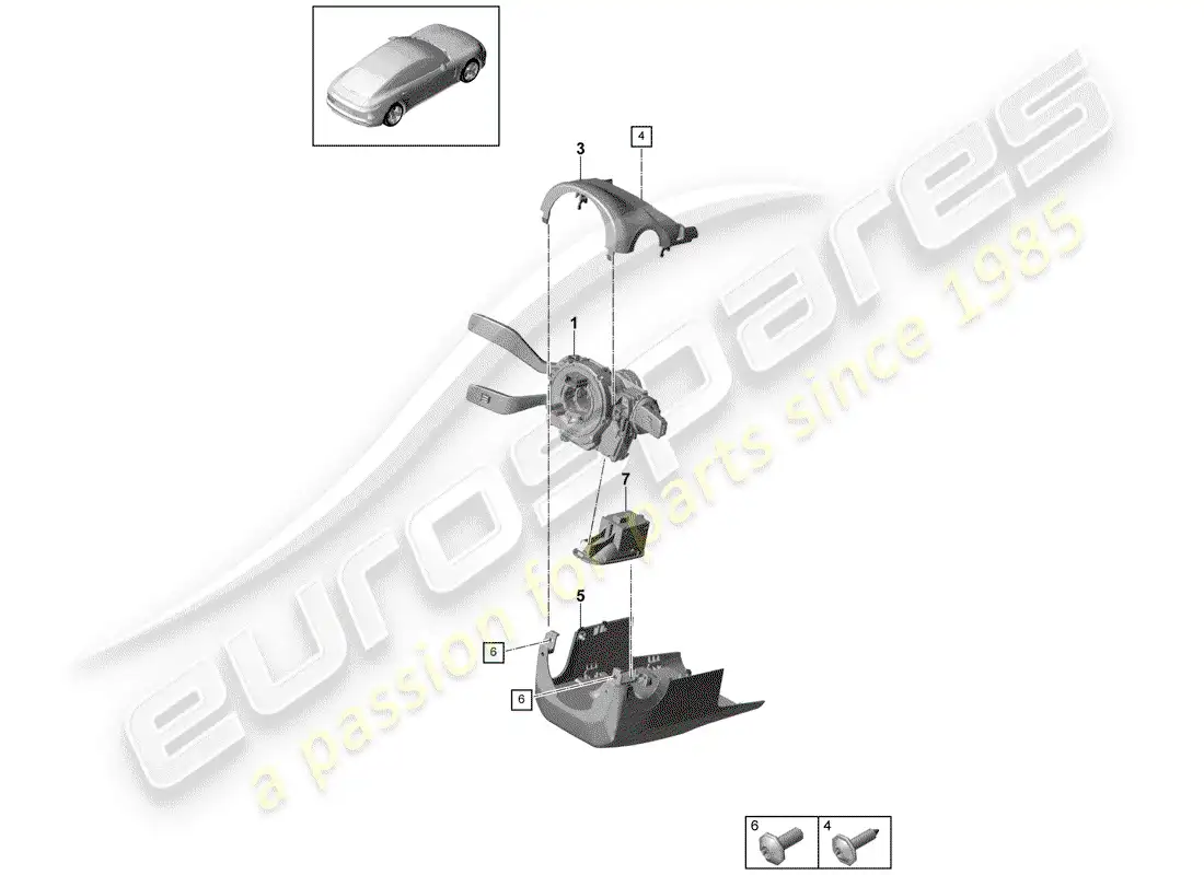 porsche 2019 (panamera 971-1) interruptor de la columna de dirección diagrama de piezas
