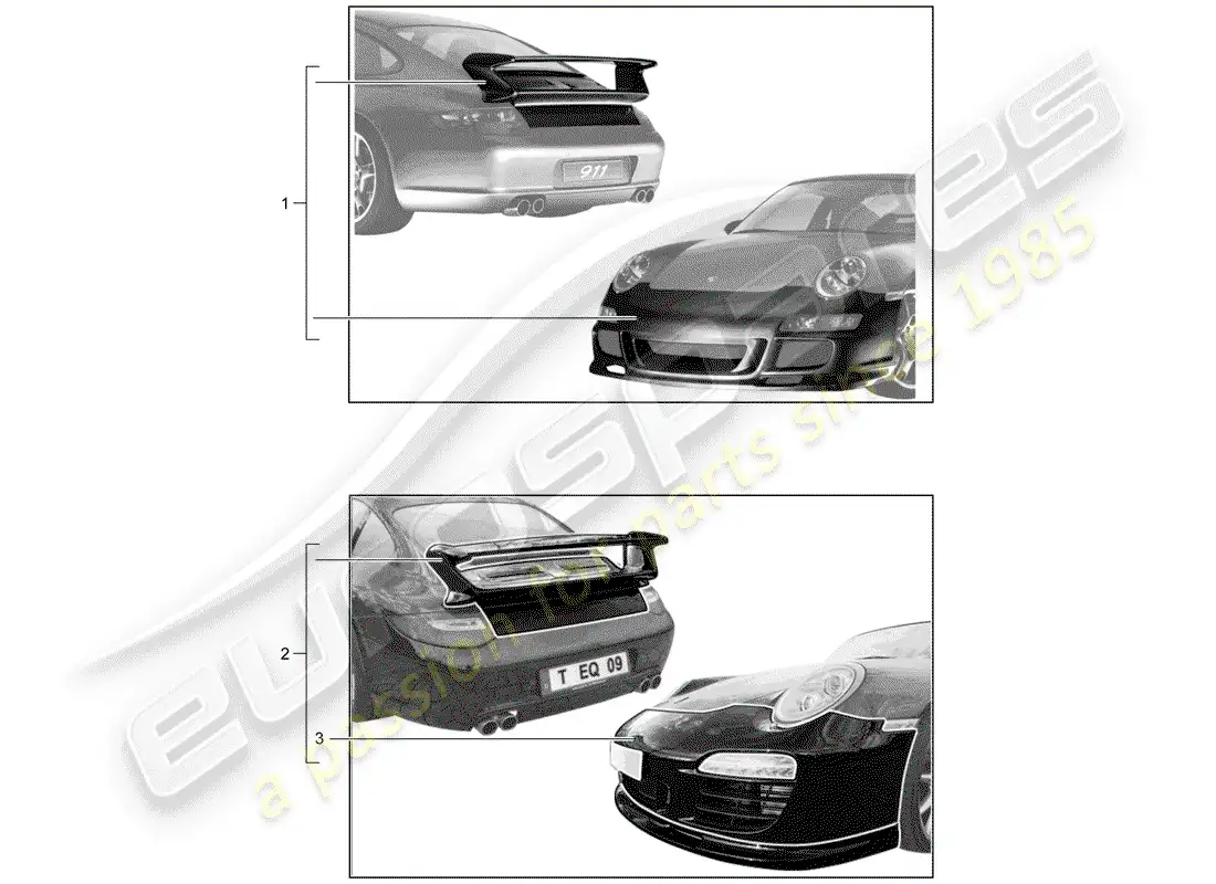 porsche 2007 (tequipment) aerokit diagrama de piezas