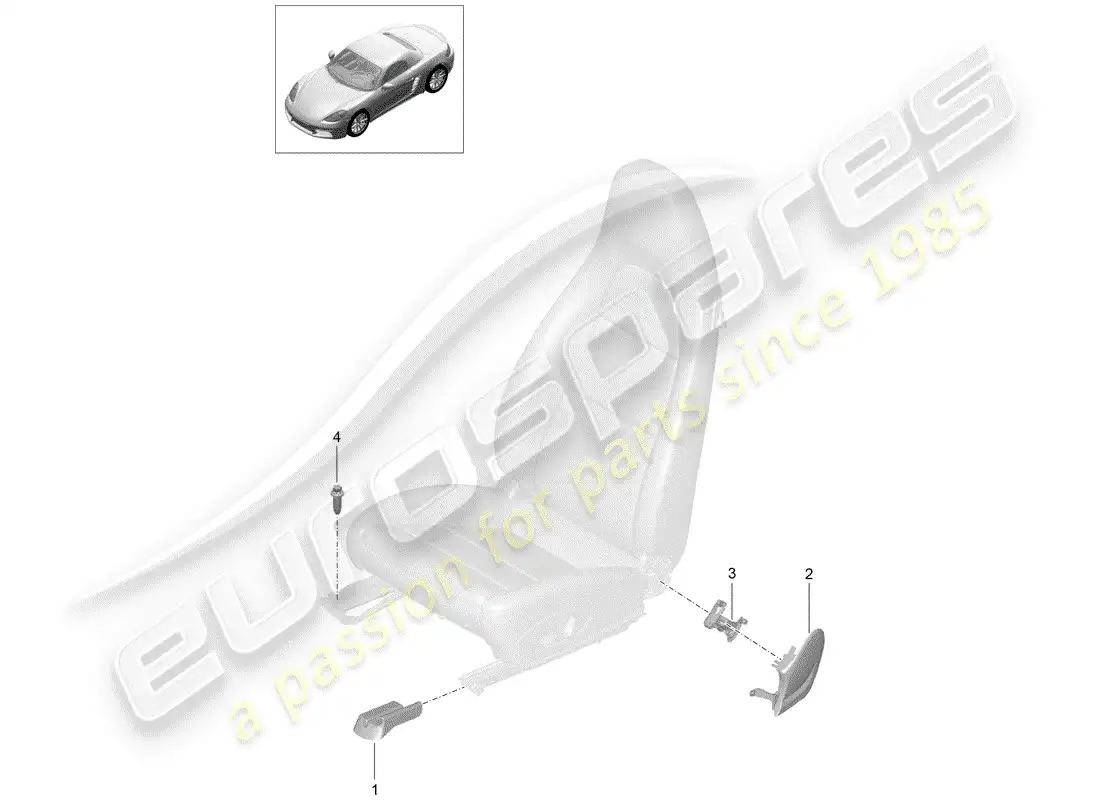 porsche 2018 (718 boxster) asiento diagrama de piezas