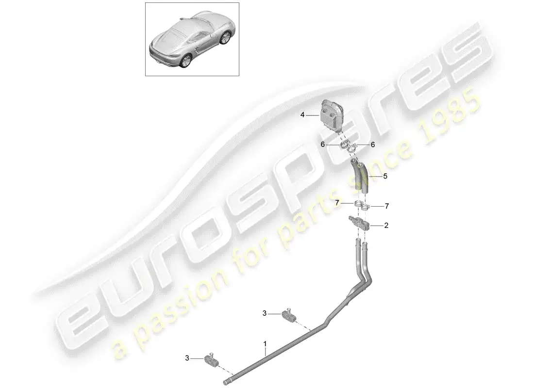 porsche 2018 (718 cayman) calentador diagrama de piezas