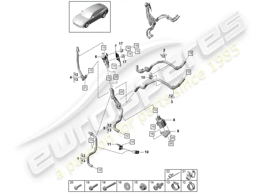 porsche 2020 (panamera 971-1) calentador diagrama de piezas
