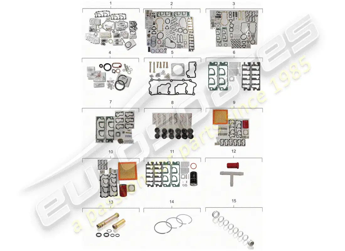 porsche 1992 (964) juego de juntas - kits de reparación - juego de mantenimiento diagrama de piezas