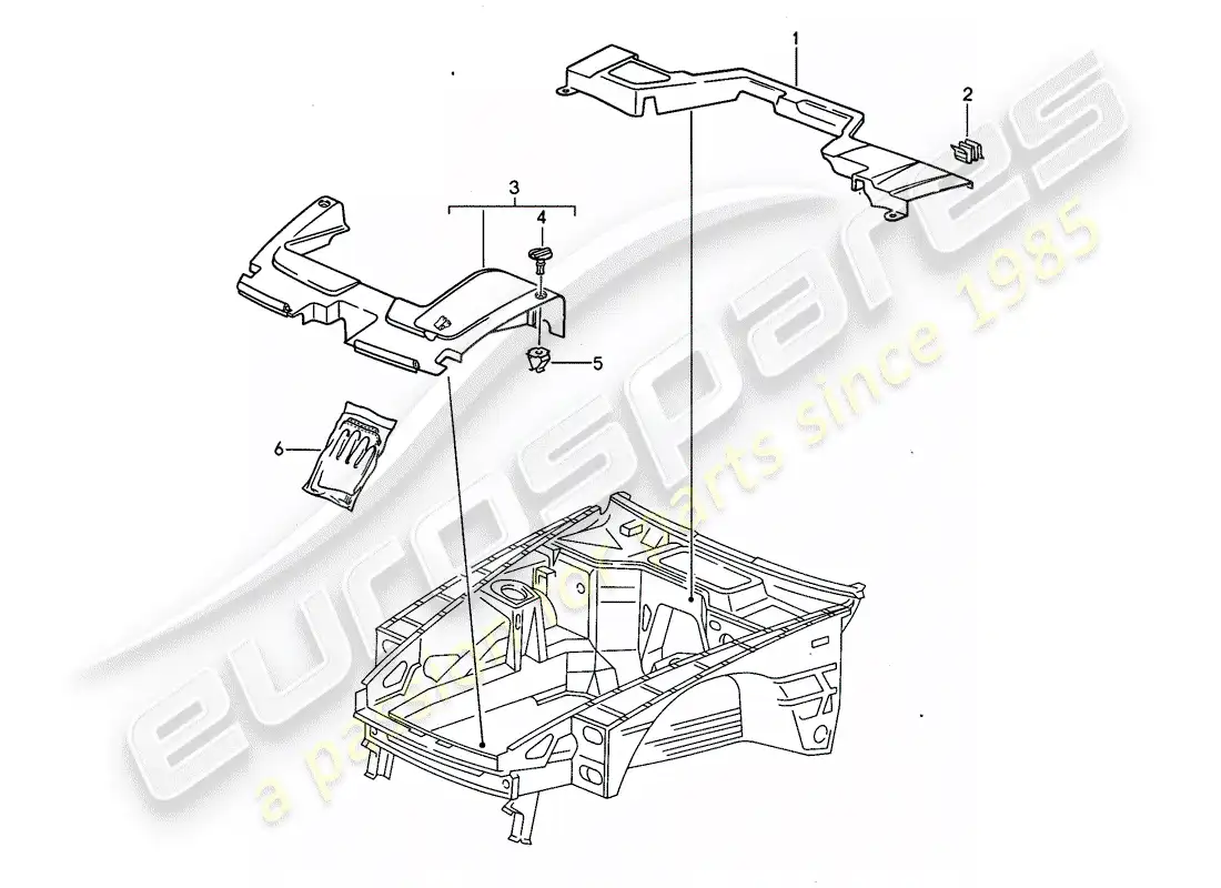 porsche 1995 (968) recubrimiento - compartimiento del motor - d >> - mj 1993 diagrama de piezas