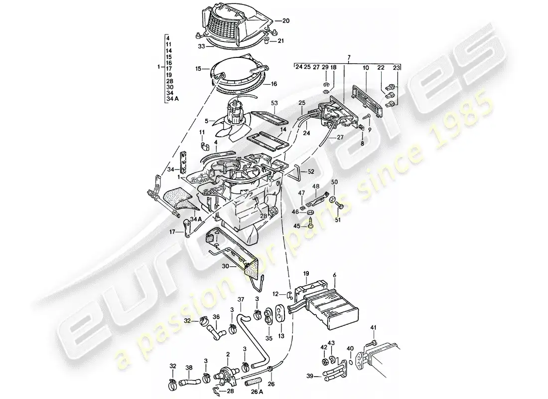 porsche 1985 (924) calentador - núcleo del calentador - f >> 92-cn402 197 - f >> 93-cn100 305 - f >> 93-bn700 450 piezas diagrama