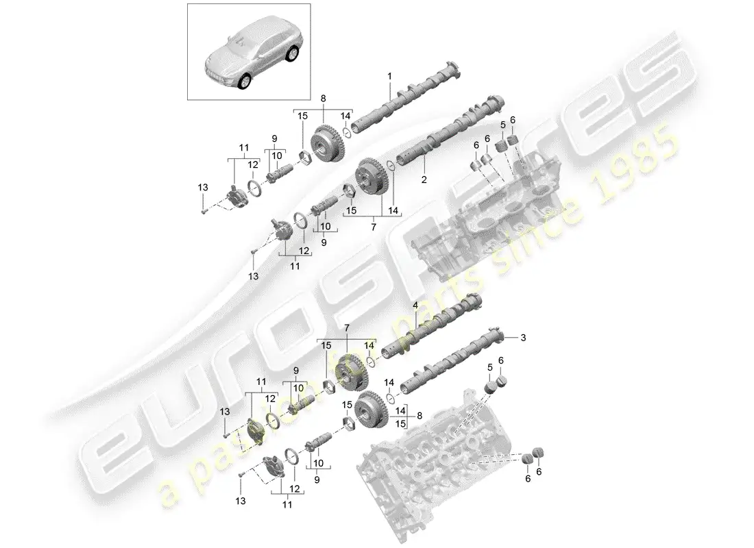 porsche 2015 (macan) árbol de levas diagrama de piezas