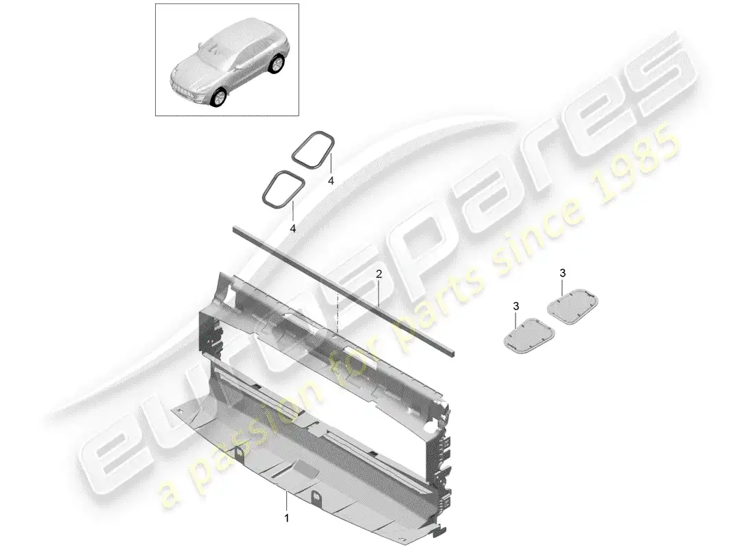 porsche 2016 (macan) ducto de aire diagrama de piezas
