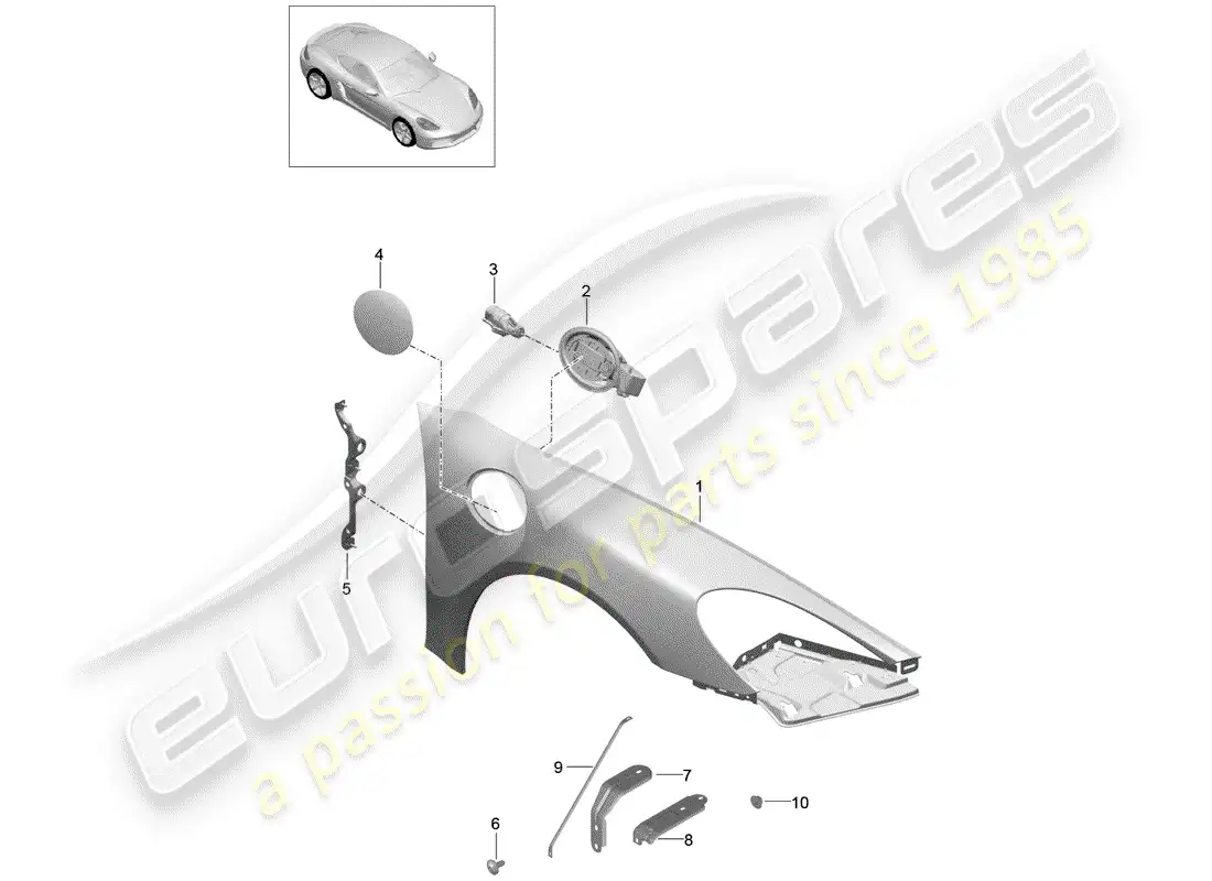 porsche 2017 (718 cayman) defensa diagrama de piezas