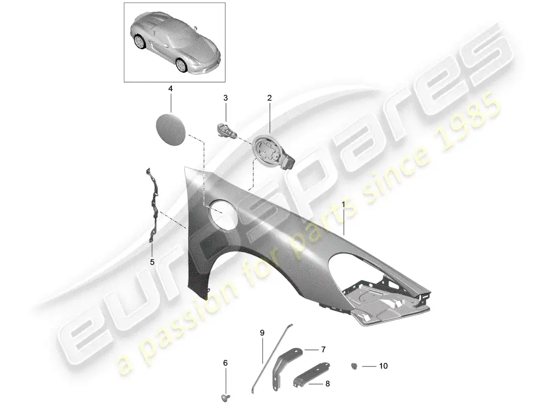 porsche 2016 (981 boxster spyder) defensa diagrama de piezas