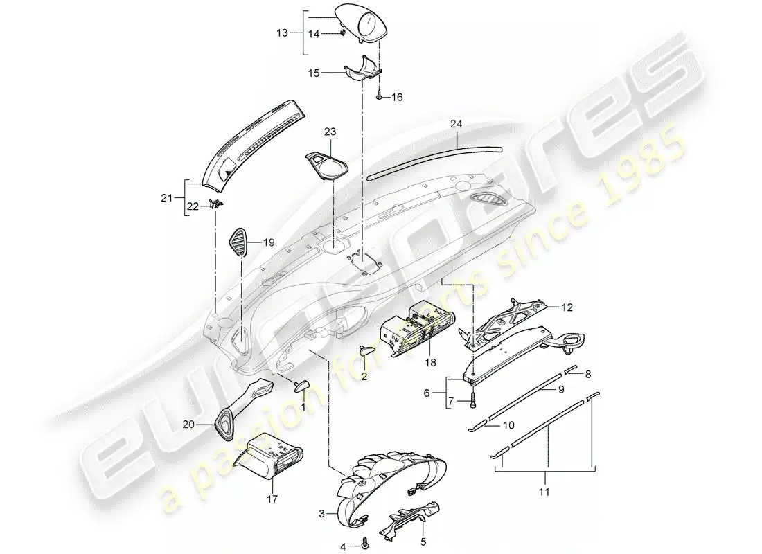 porsche 2009 997-2 turbo / gt2 accesorios diagrama de piezas
