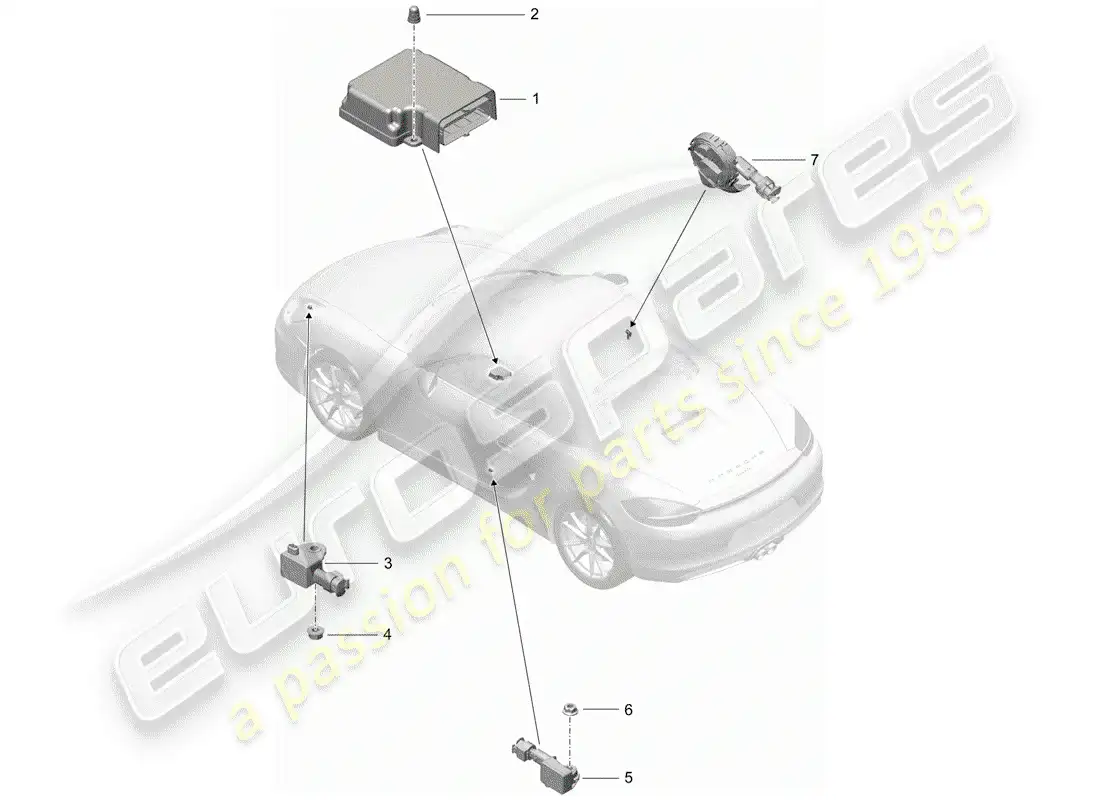 porsche 2014 (981 boxster) módulo de control electrónico diagrama de piezas