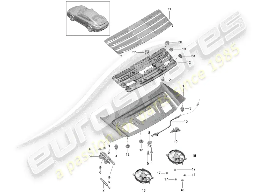 porsche 2019 (991-2 turbo) cubrir diagrama de piezas