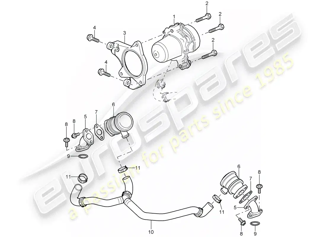 porsche 2008 (997-1 gt3) inyección de aire diagrama de piezas