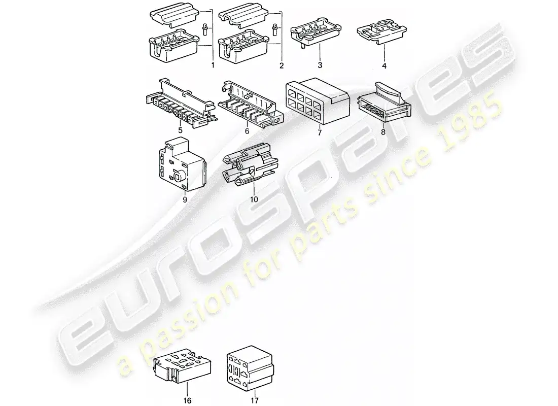 porsche 1984 (911) carcasa del conector diagrama de piezas