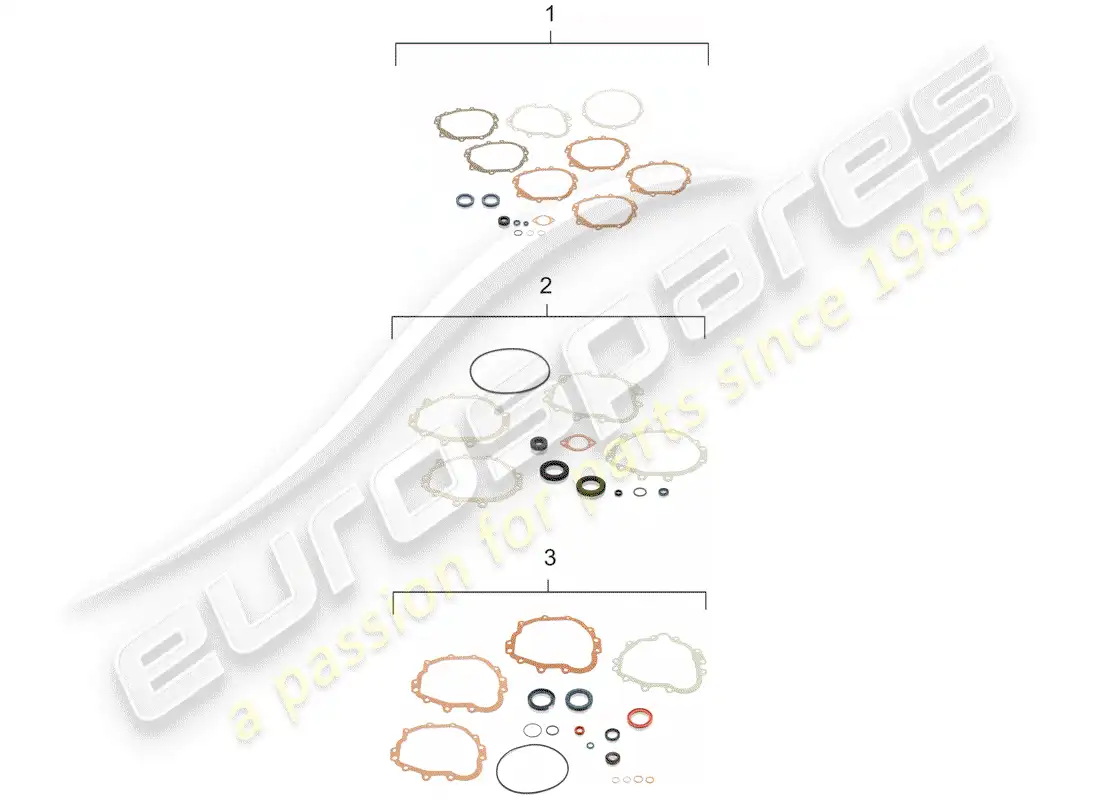 porsche 1966 (911/912) transmisión de repuesto - kits de reparación - juego de juntas diagrama de piezas