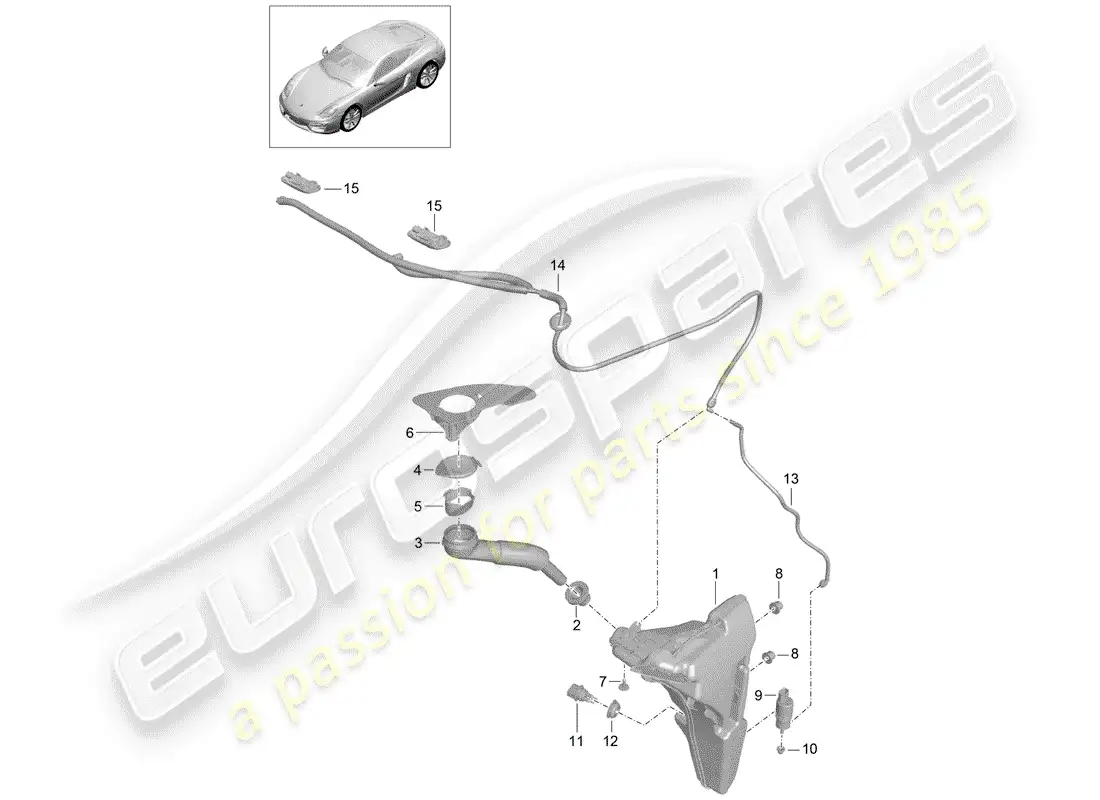 porsche 2016 (981 cayman) windshield washer unit diagrama de piezas