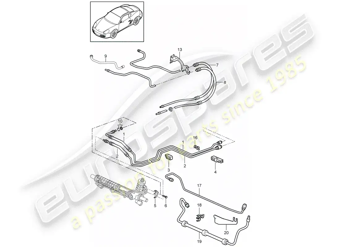 porsche 2011 (987 cayman) dirección asistida diagrama de piezas