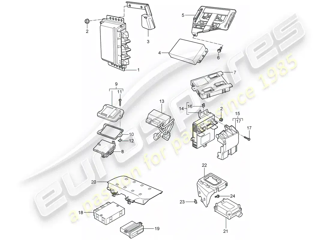 porsche 2006 (987 cayman) unidades de control diagrama de piezas