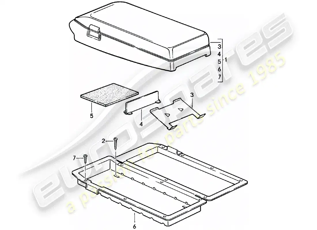 porsche 1985 (924) soporte de cassette diagrama de piezas