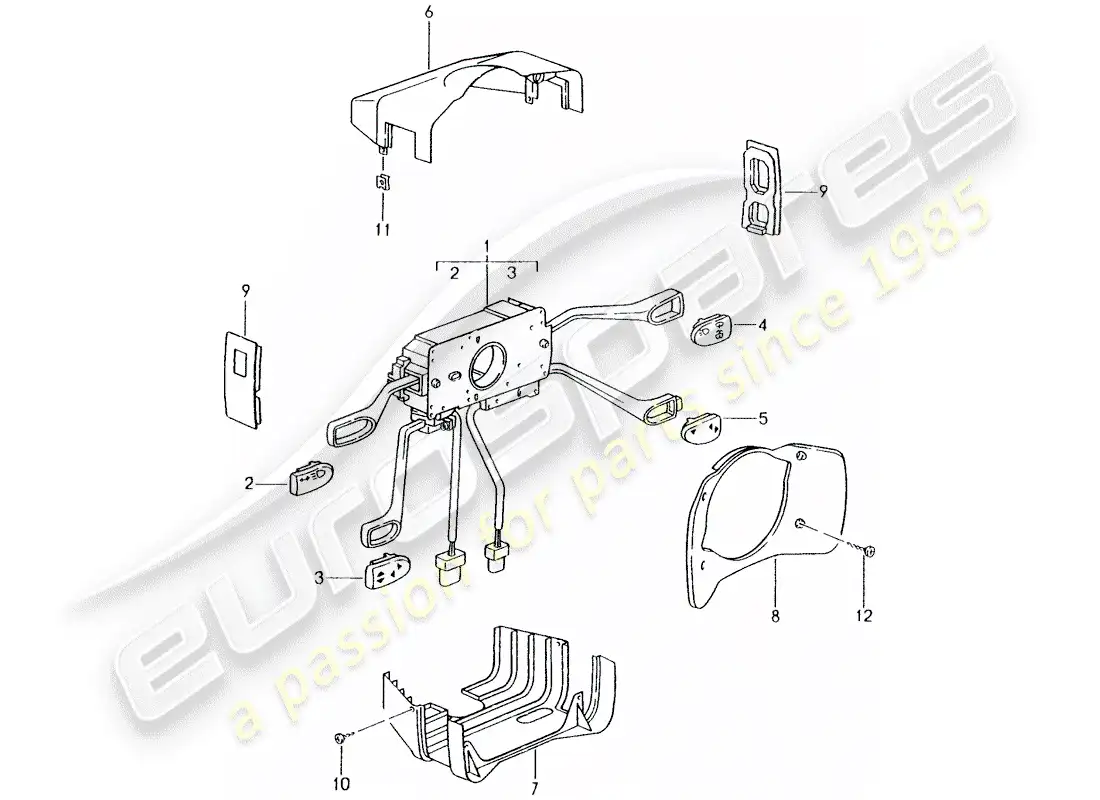 porsche 1999 (996) interruptor de la columna de dirección diagrama de piezas