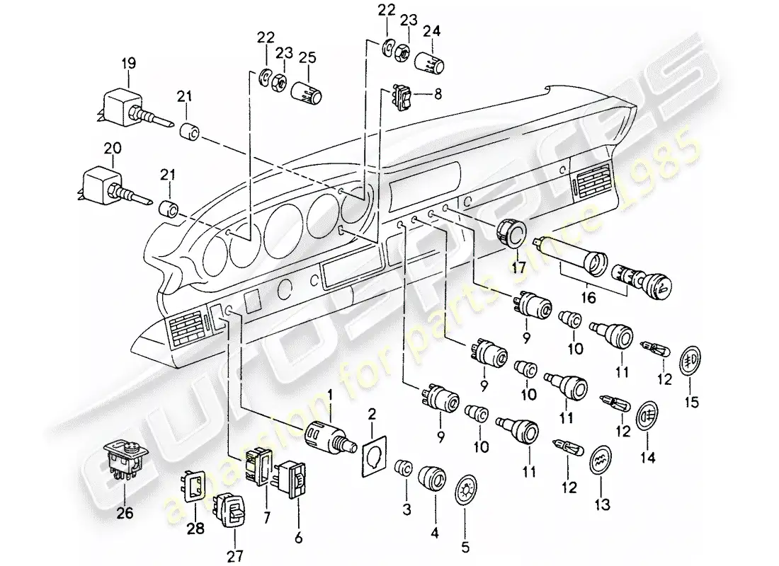 porsche 1995 (993) switch diagrama de piezas