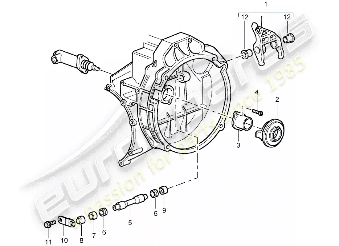 porsche 2004 (996 gt3) liberación del embrague diagrama de piezas