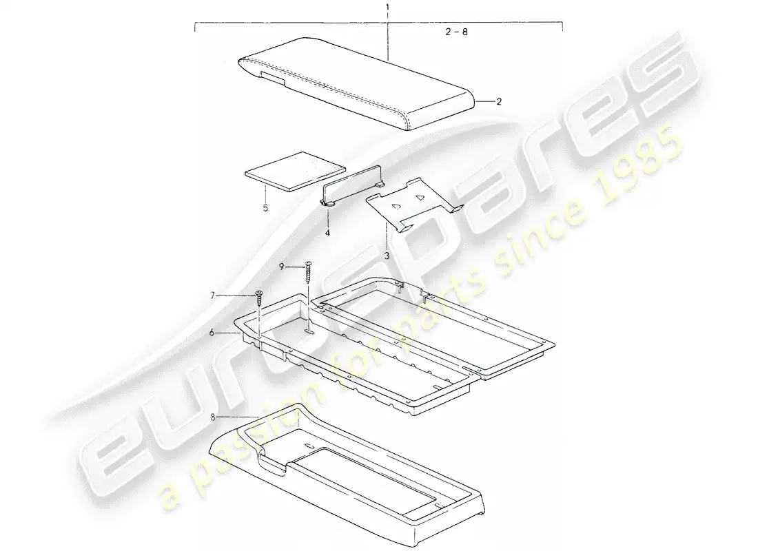 porsche 1989 (928) soporte de cassette diagrama de piezas