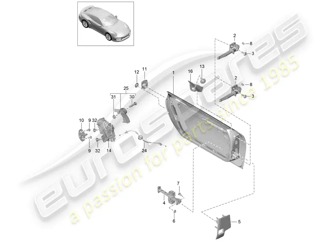 porsche 2014 (991-1 turbo) carcasa de la puerta diagrama de piezas