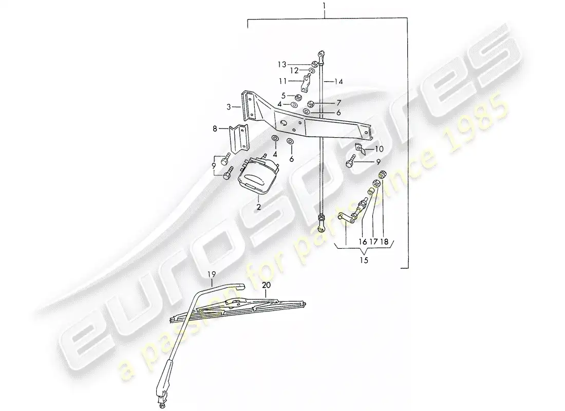 porsche 1966 (911/912) limpiaparabrisas trasero diagrama de piezas