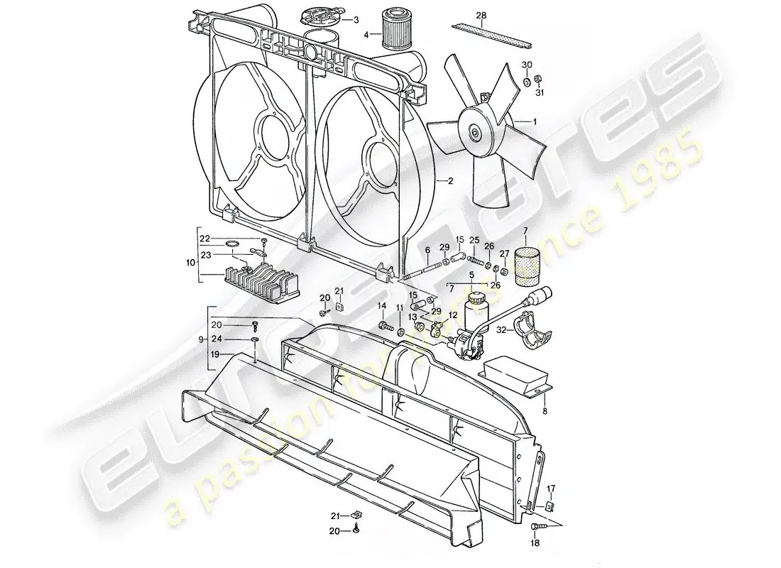 porsche 1987 (928) refrigeración por agua 2 diagrama de piezas