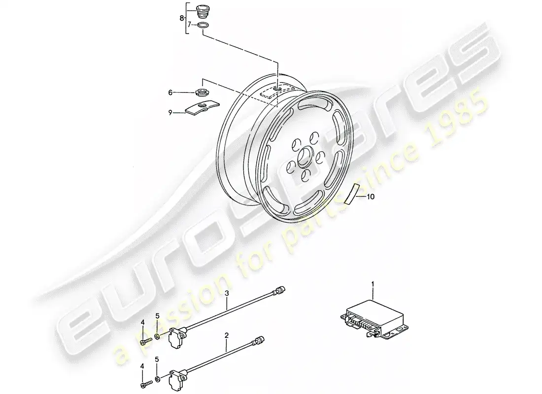 porsche 1987 (928) sistema de control de presión de neumáticos - d - mj 1989>> diagrama de piezas