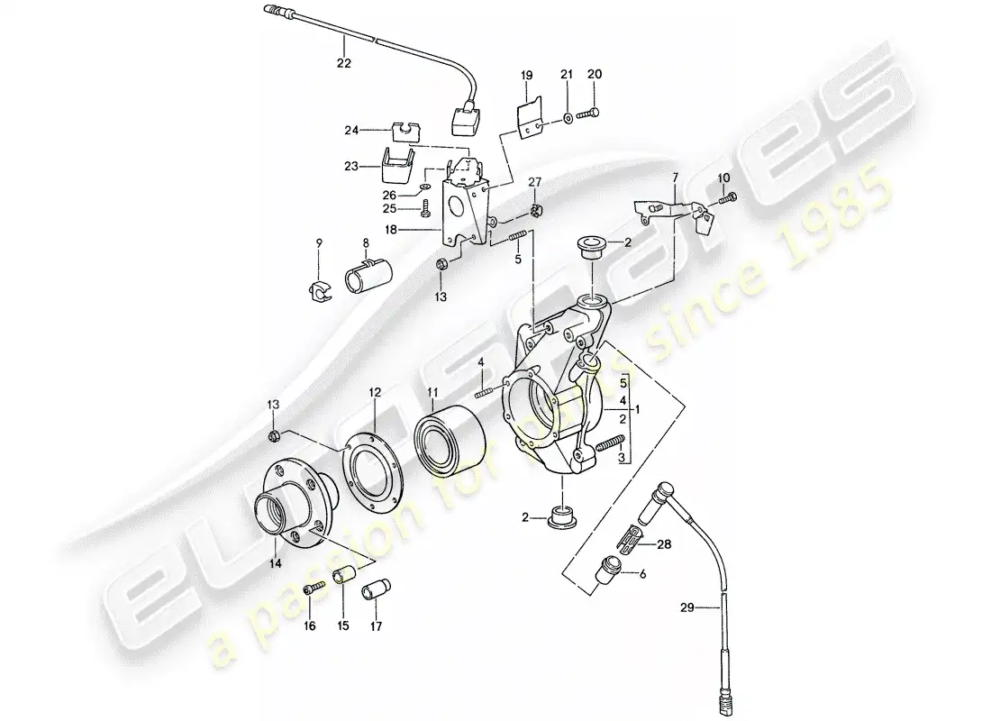porsche 1988 (959) portador de ruedas diagrama de piezas