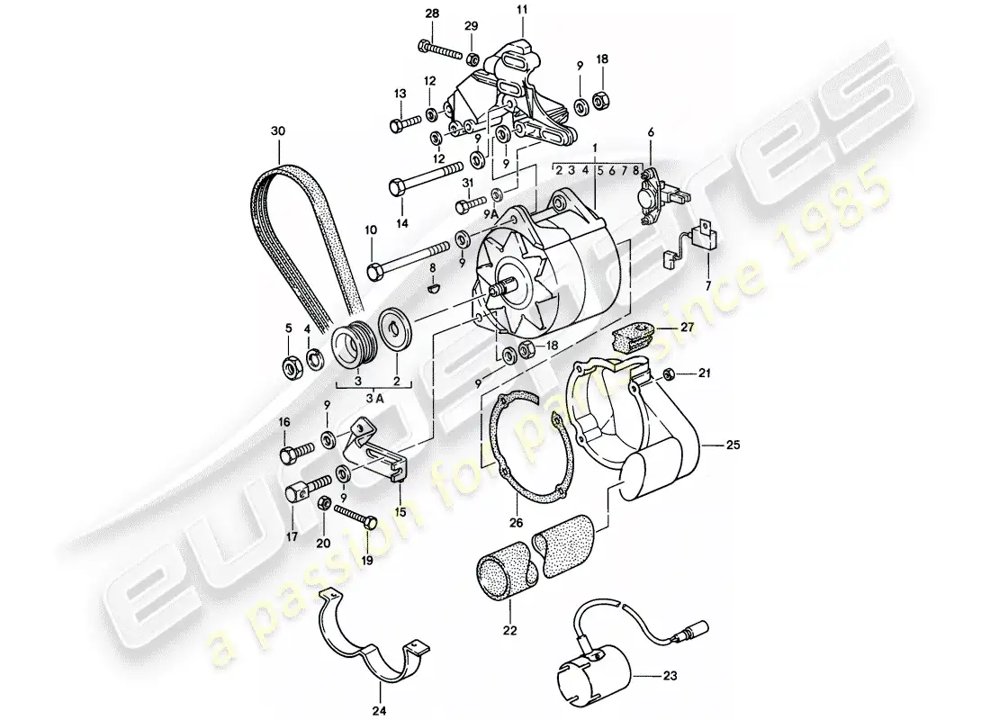 porsche 1983 (928) alternador - d - mj 1985>> - mj 1985 diagrama de piezas