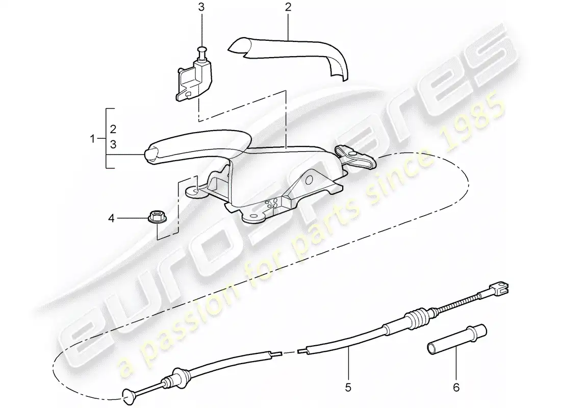 porsche 2008 (997-1 turbo / gt2) diagrama de piezas del freno de mano