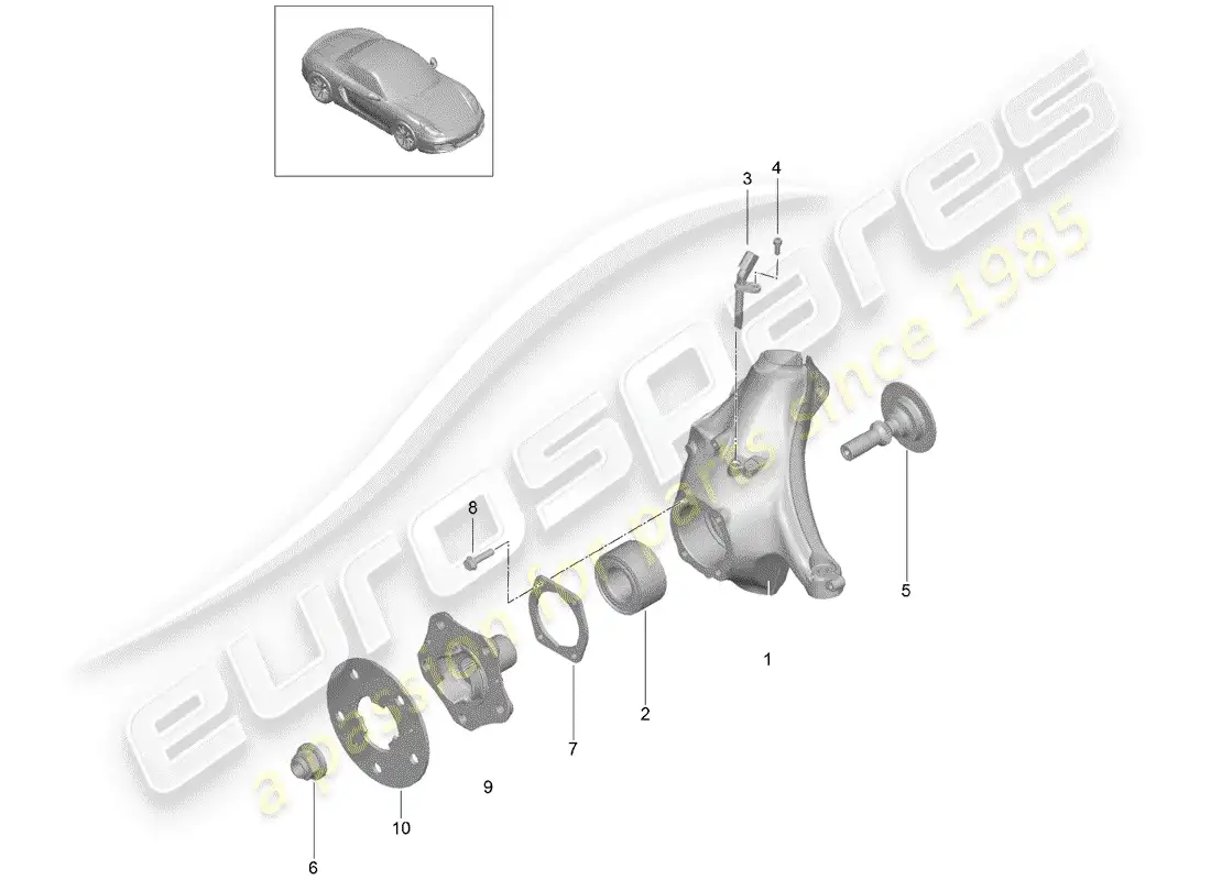porsche 2013 (981 boxster) portador de ruedas diagrama de piezas